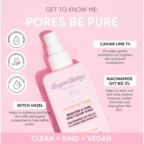 SugarBaby Pores Be Pure Brighten & Tone Daily Glow Tonic 100ml